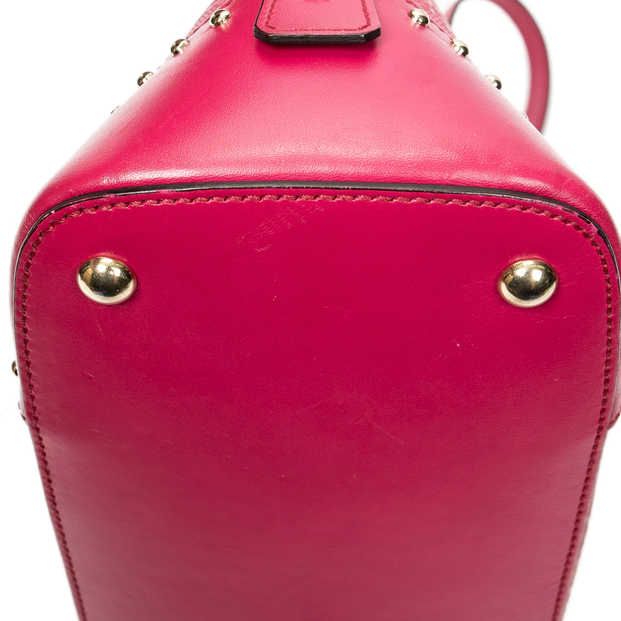 Shoulder Bag Studded Dome Tote Fuchsia Pink Guccissima Leather