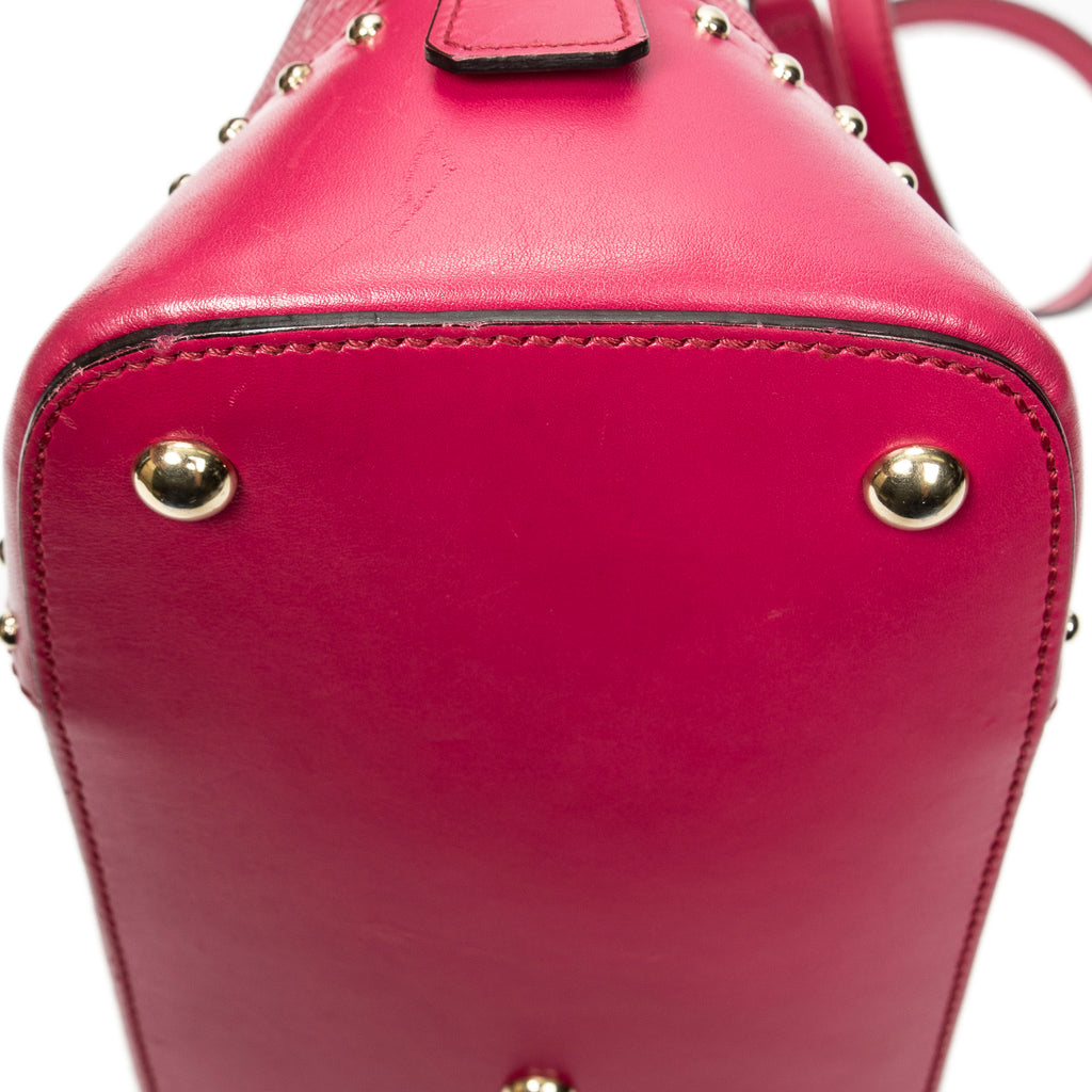 Shoulder Bag Studded Dome Tote Fuchsia Pink Guccissima Leather