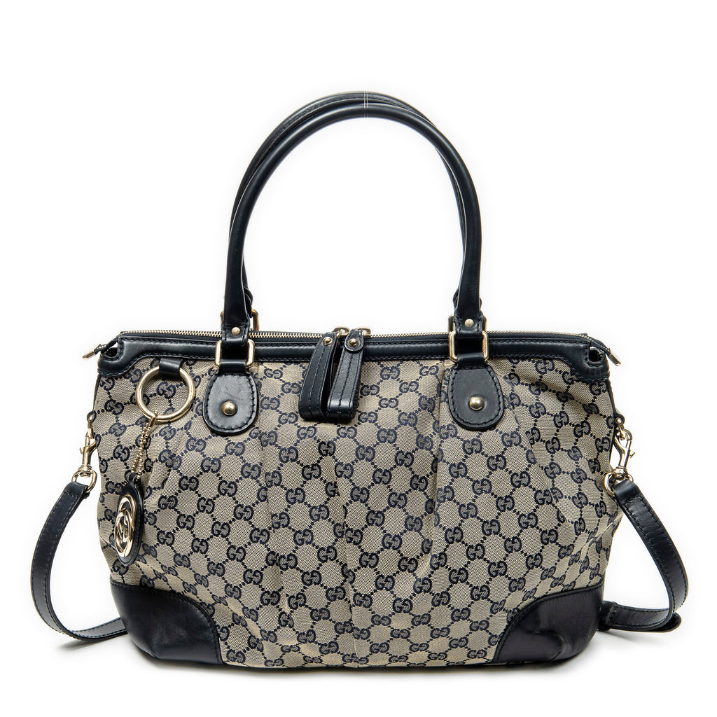 Shoulder Bag Medium Sukey Tote Navy Monogrammed Canvas