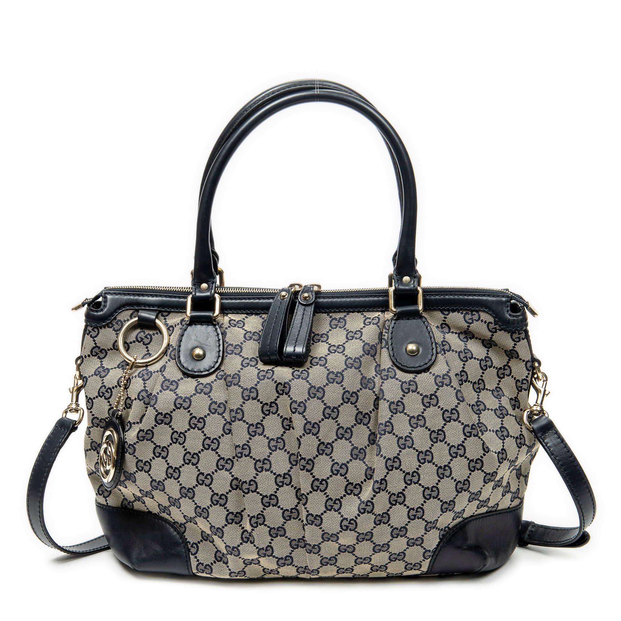 Shoulder Bag Medium Sukey Tote Navy Monogrammed Canvas