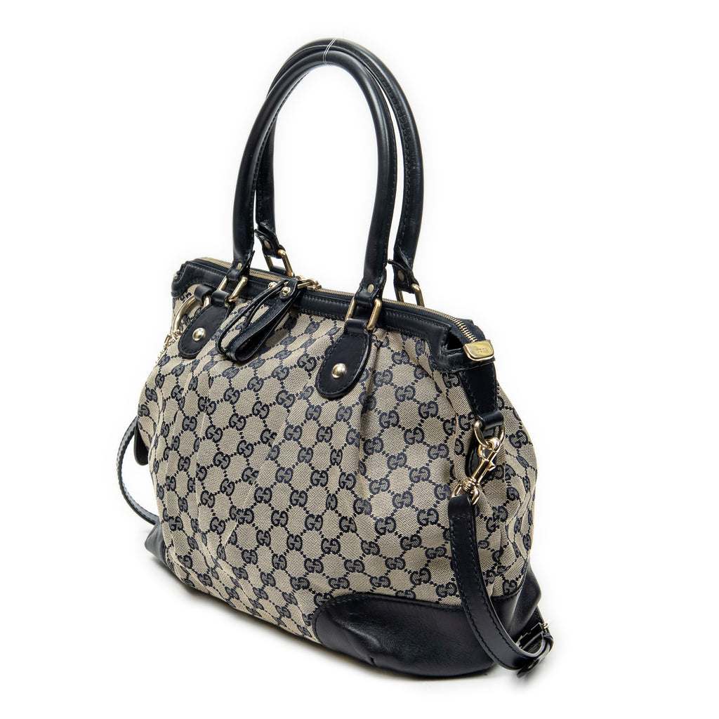 Shoulder Bag Medium Sukey Tote Navy Monogrammed Canvas