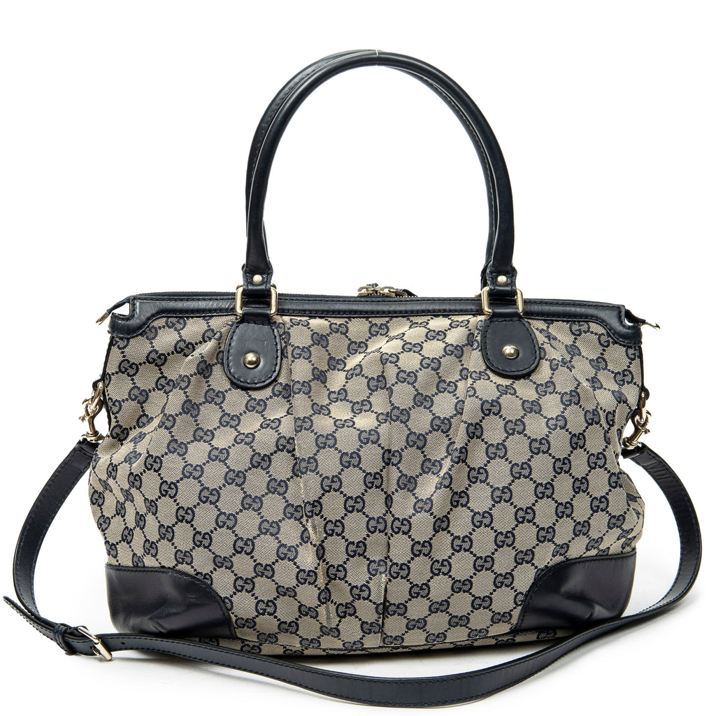 Shoulder Bag Medium Sukey Tote Navy Monogrammed Canvas