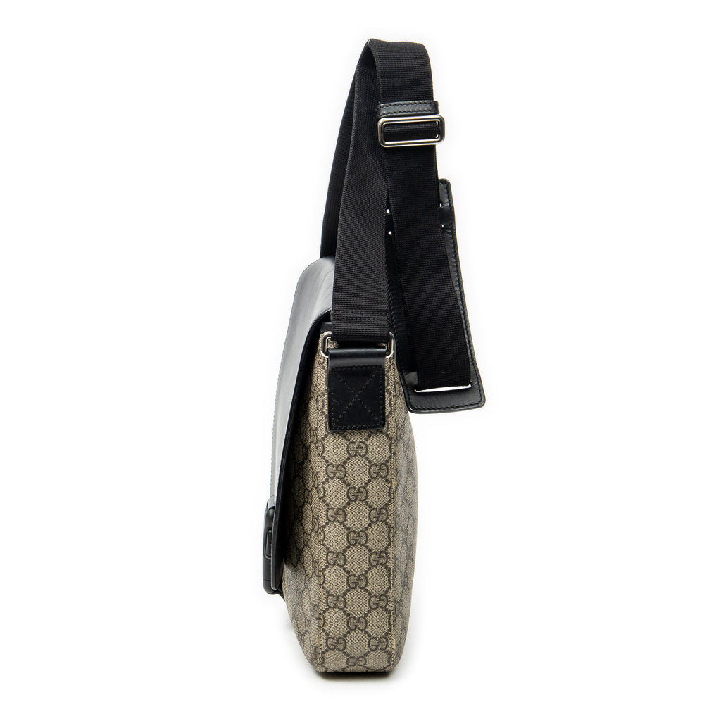 Shoulder Bag Buckle Flap Messenger Black Supreme Coated Canvas