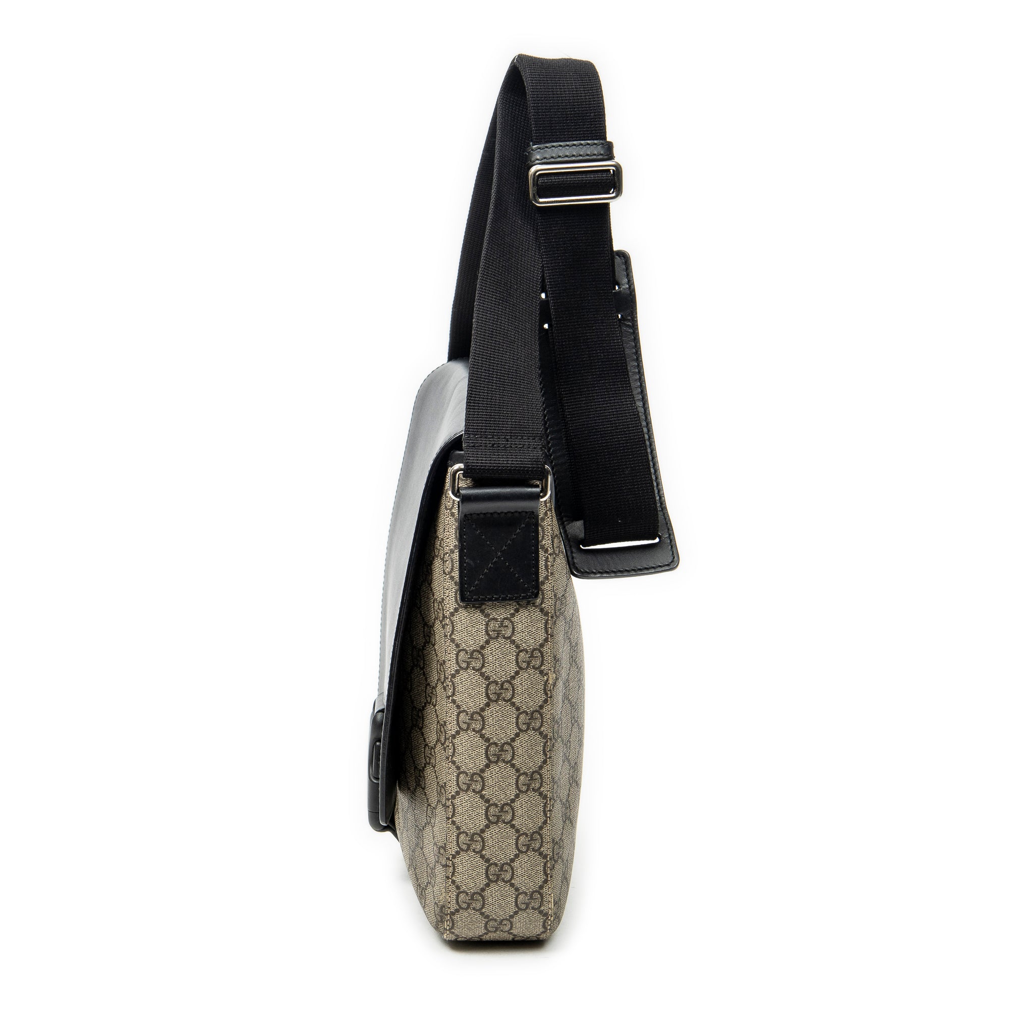 Shoulder Bag Buckle Flap Messenger Black Supreme Coated Canvas