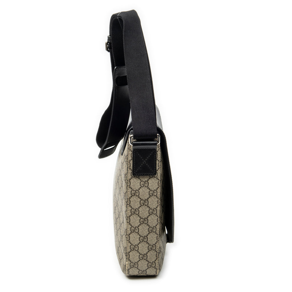 Shoulder Bag Buckle Flap Messenger Black Supreme Coated Canvas