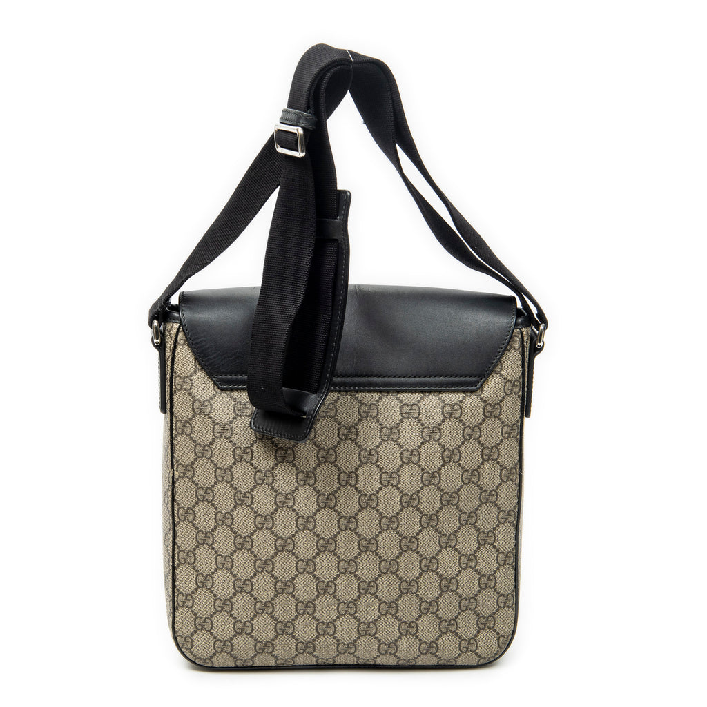 Shoulder Bag Buckle Flap Messenger Black Supreme Coated Canvas