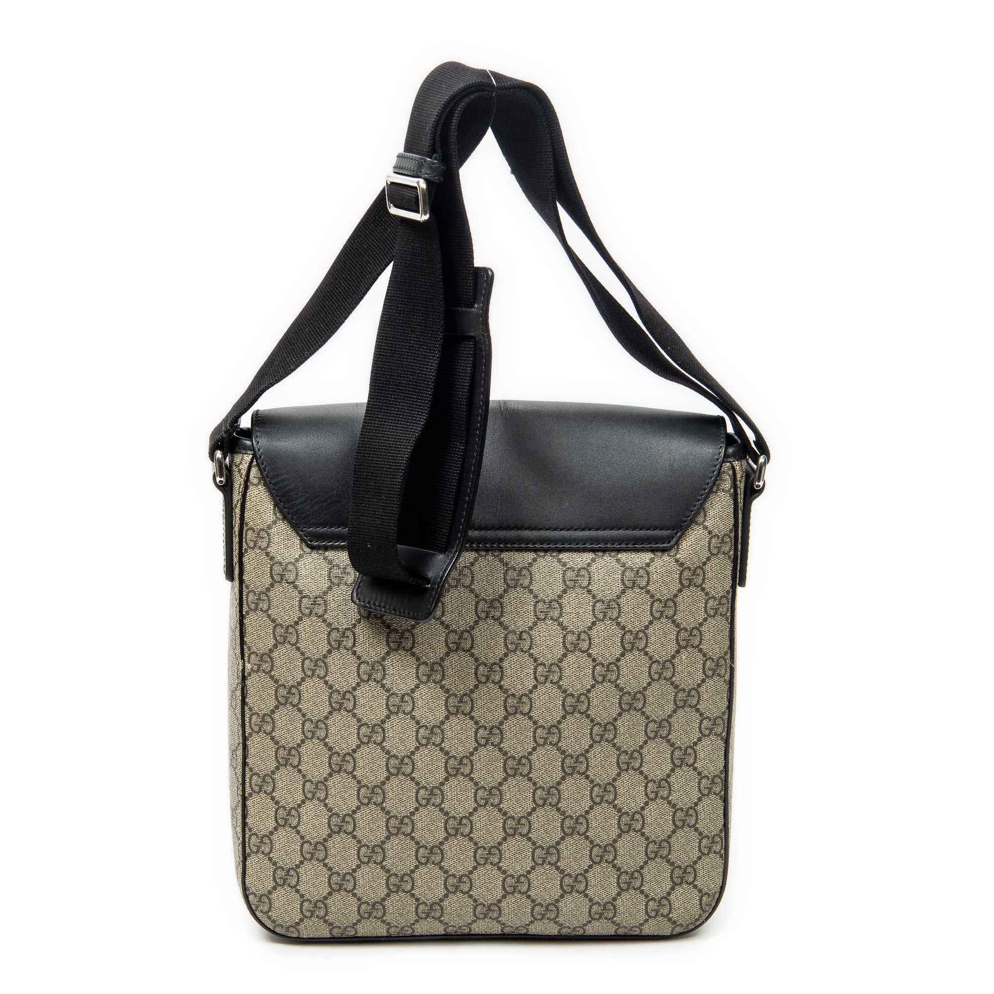Shoulder Bag Buckle Flap Messenger Black Supreme Coated Canvas