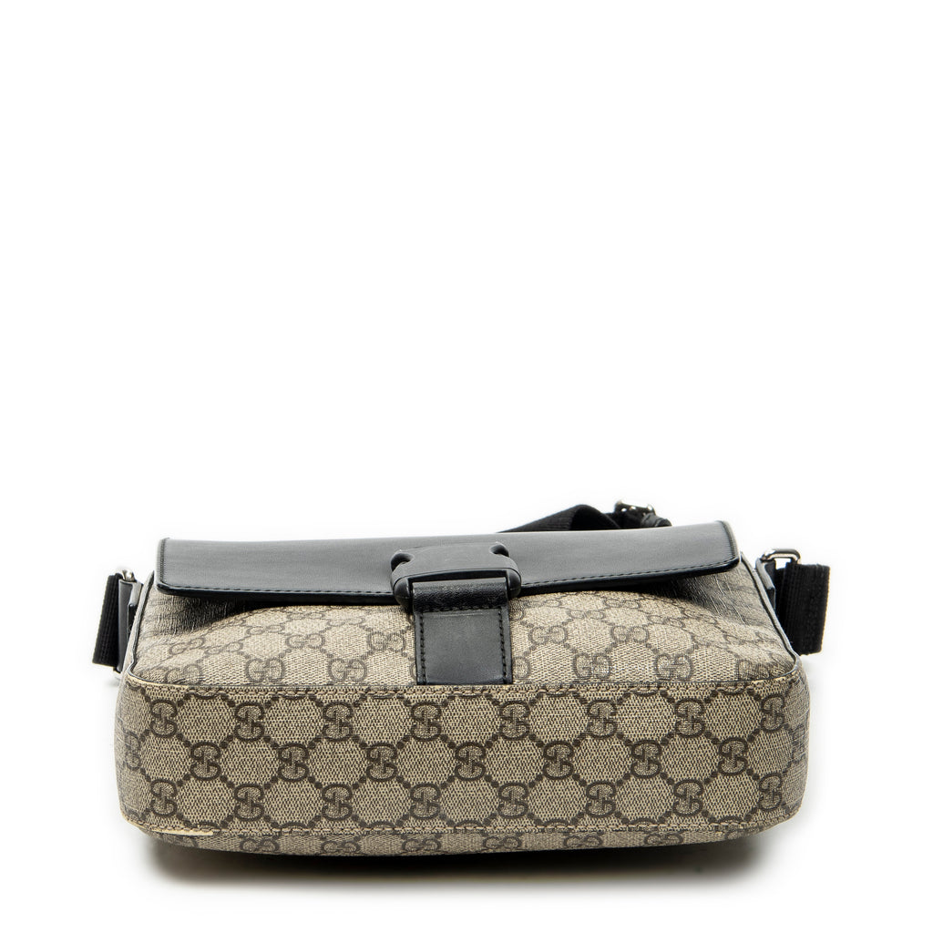 Shoulder Bag Buckle Flap Messenger Black Supreme Coated Canvas