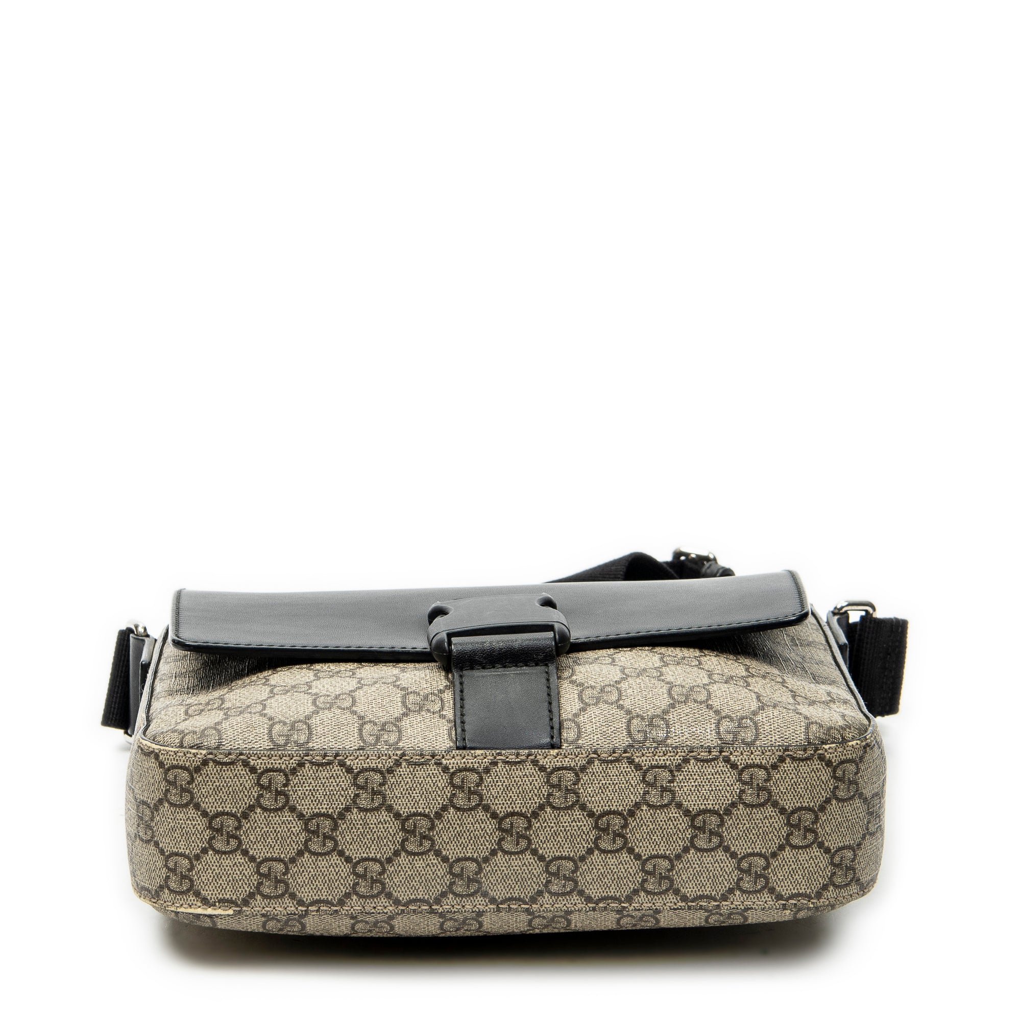 Shoulder Bag Buckle Flap Messenger Black Supreme Coated Canvas