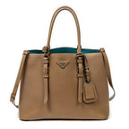 Shoulder Bag Cuir Double Handle Tote Brown Saffiano Leather