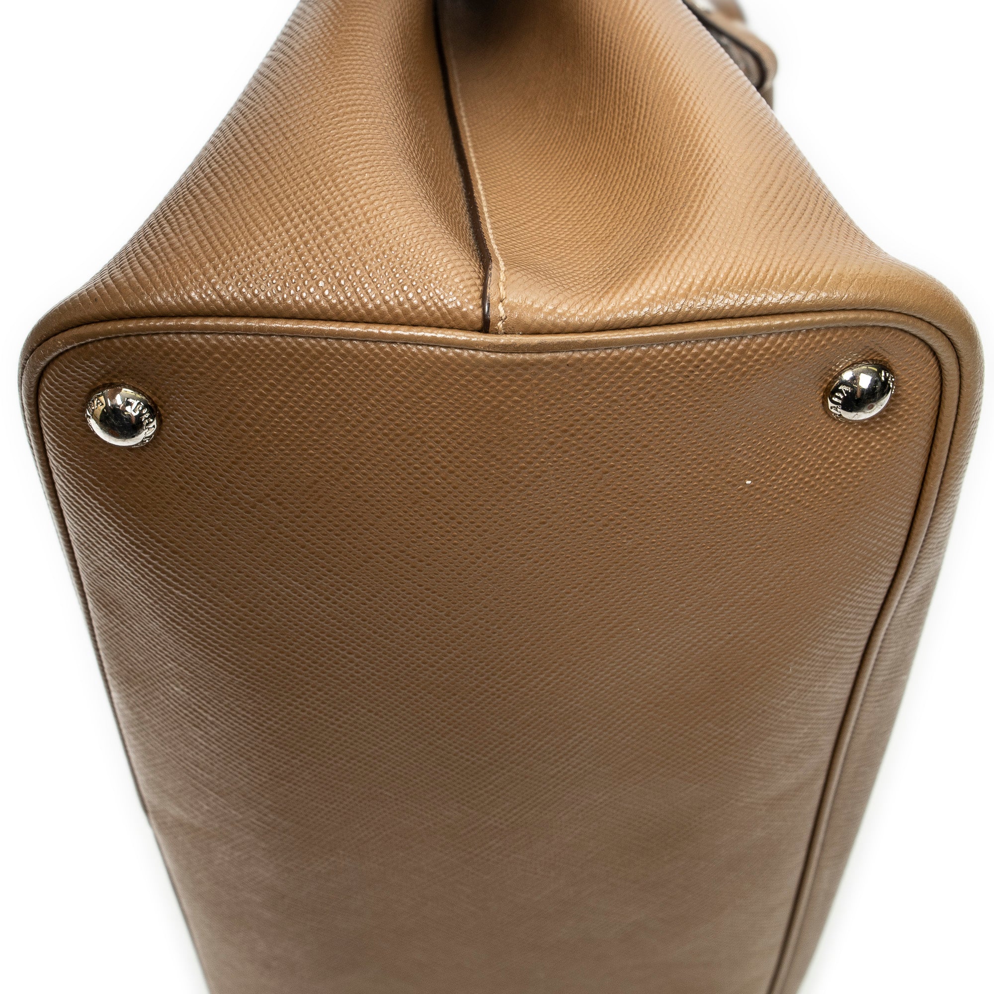 Shoulder Bag Cuir Double Handle Tote Brown Saffiano Leather