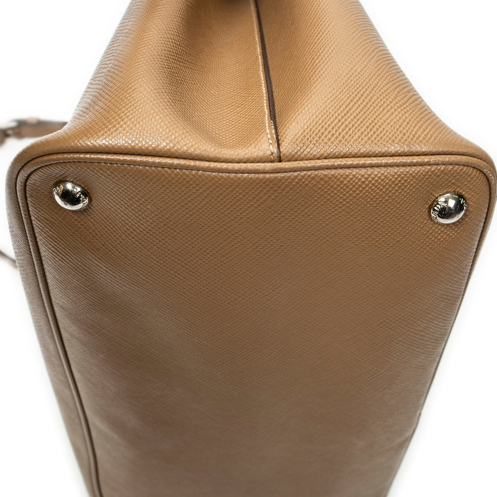 Shoulder Bag Cuir Double Handle Tote Brown Saffiano Leather