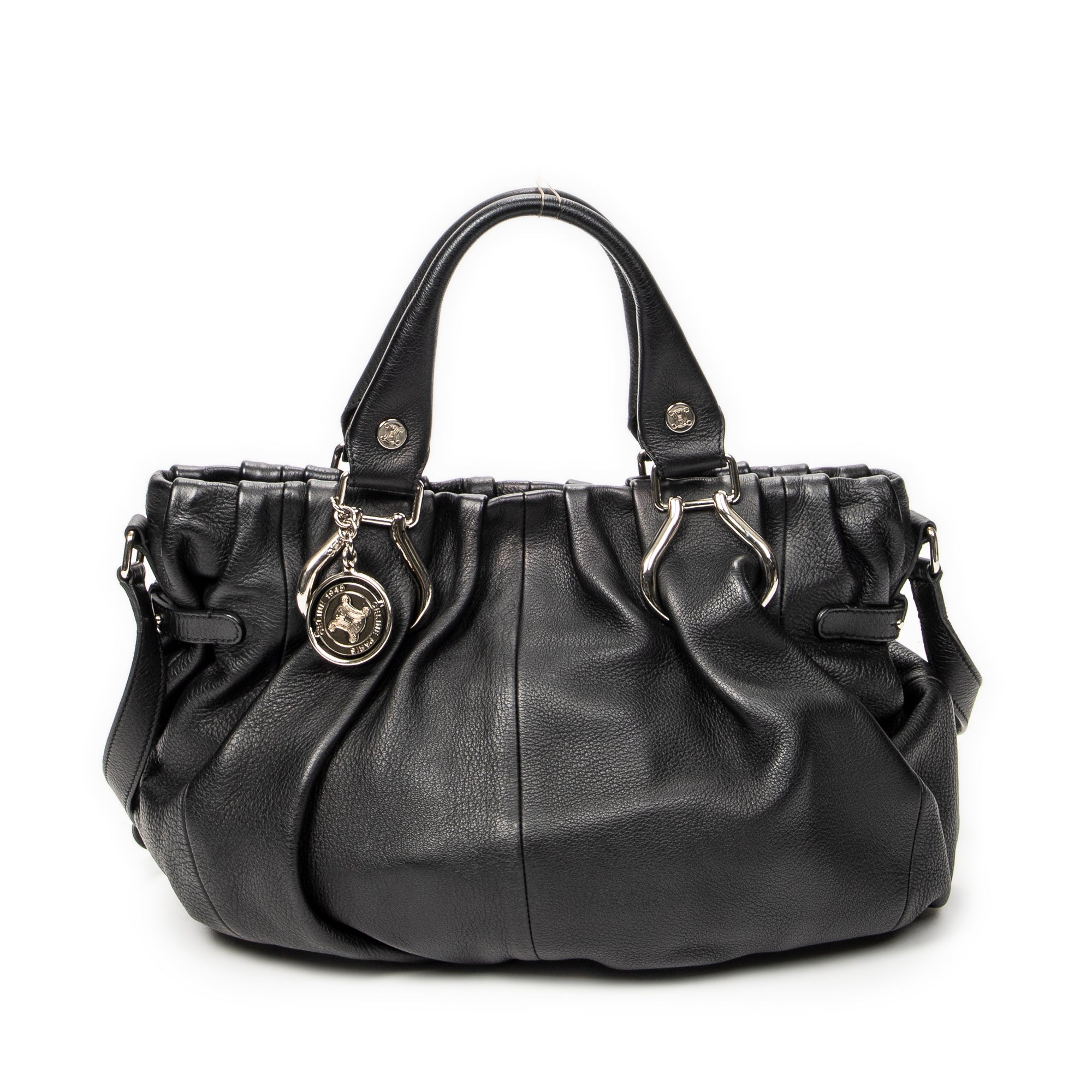 Shoulder Bag Small Pillow Tote Black Calfskin Leather