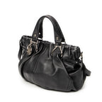 Shoulder Bag Small Pillow Tote Black Calfskin Leather
