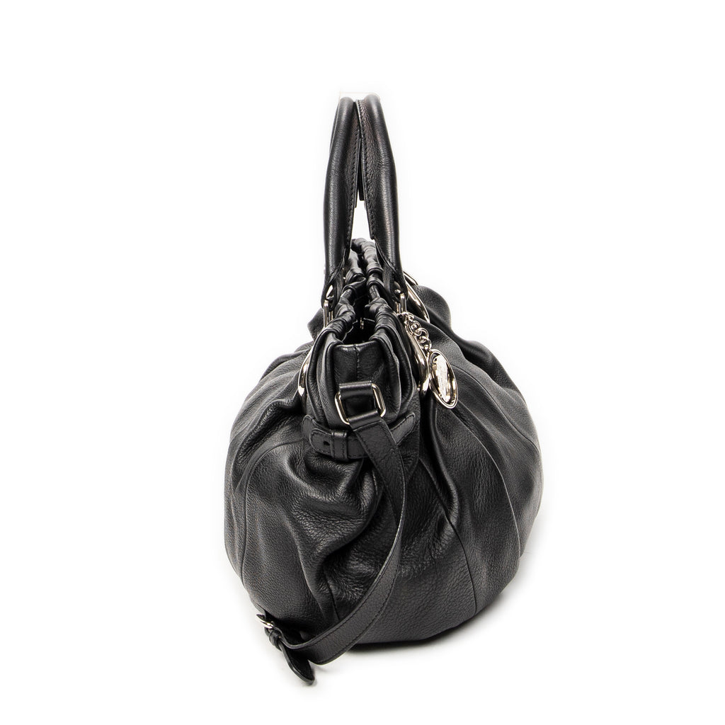 Shoulder Bag Small Pillow Tote Black Calfskin Leather