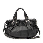 Shoulder Bag Small Pillow Tote Black Calfskin Leather