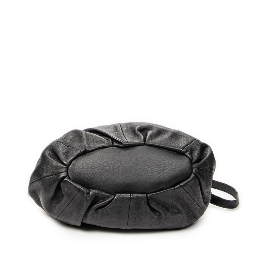 Shoulder Bag Small Pillow Tote Black Calfskin Leather