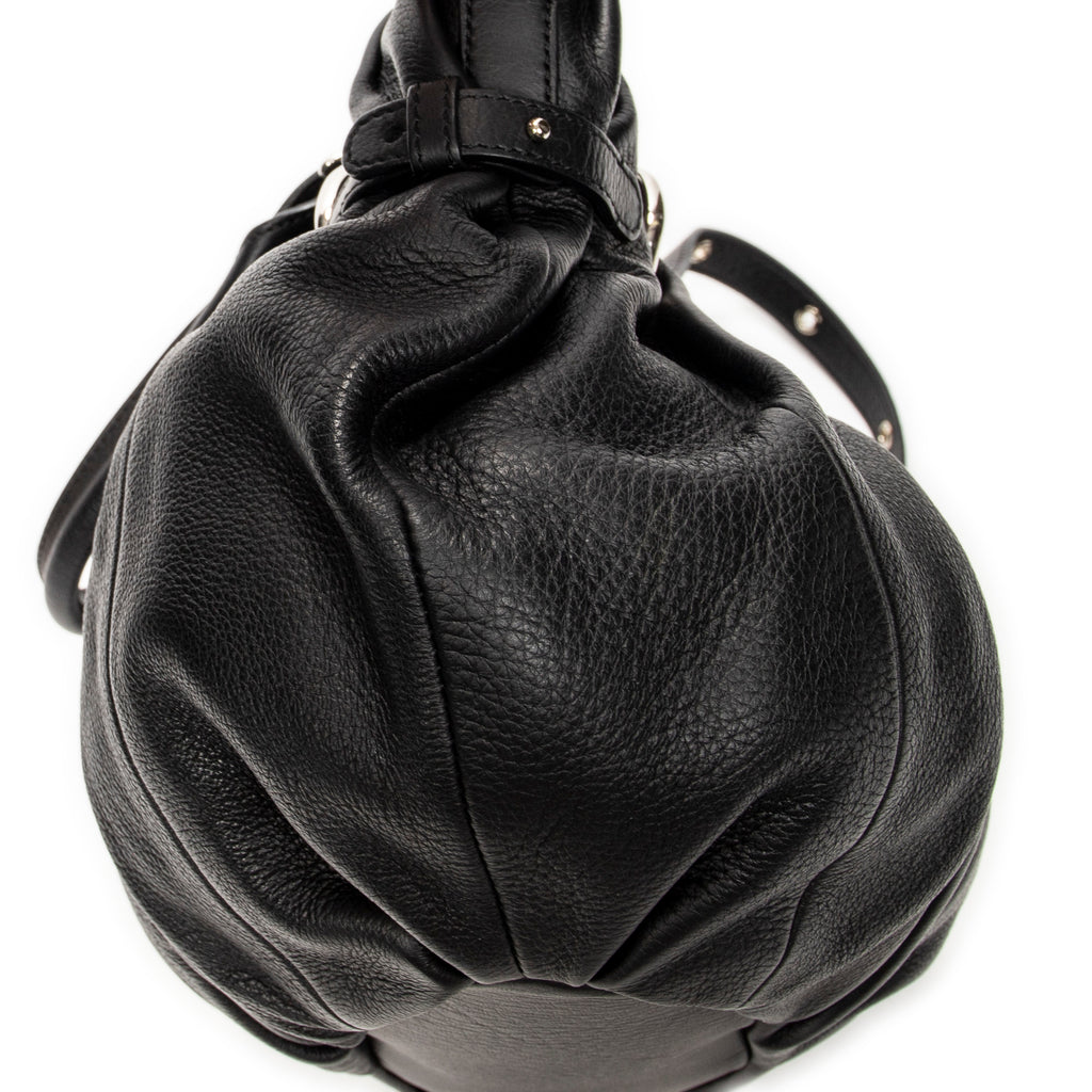 Shoulder Bag Small Pillow Tote Black Calfskin Leather