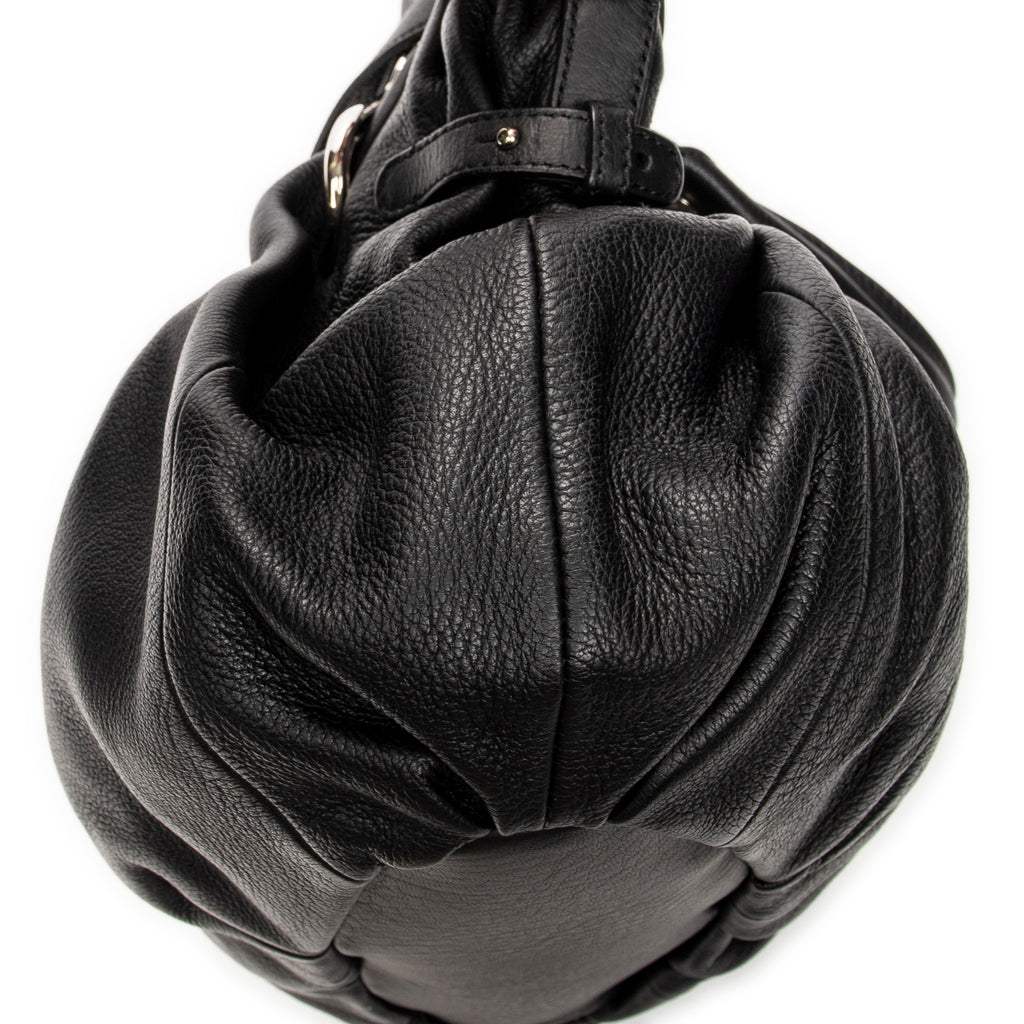 Shoulder Bag Small Pillow Tote Black Calfskin Leather