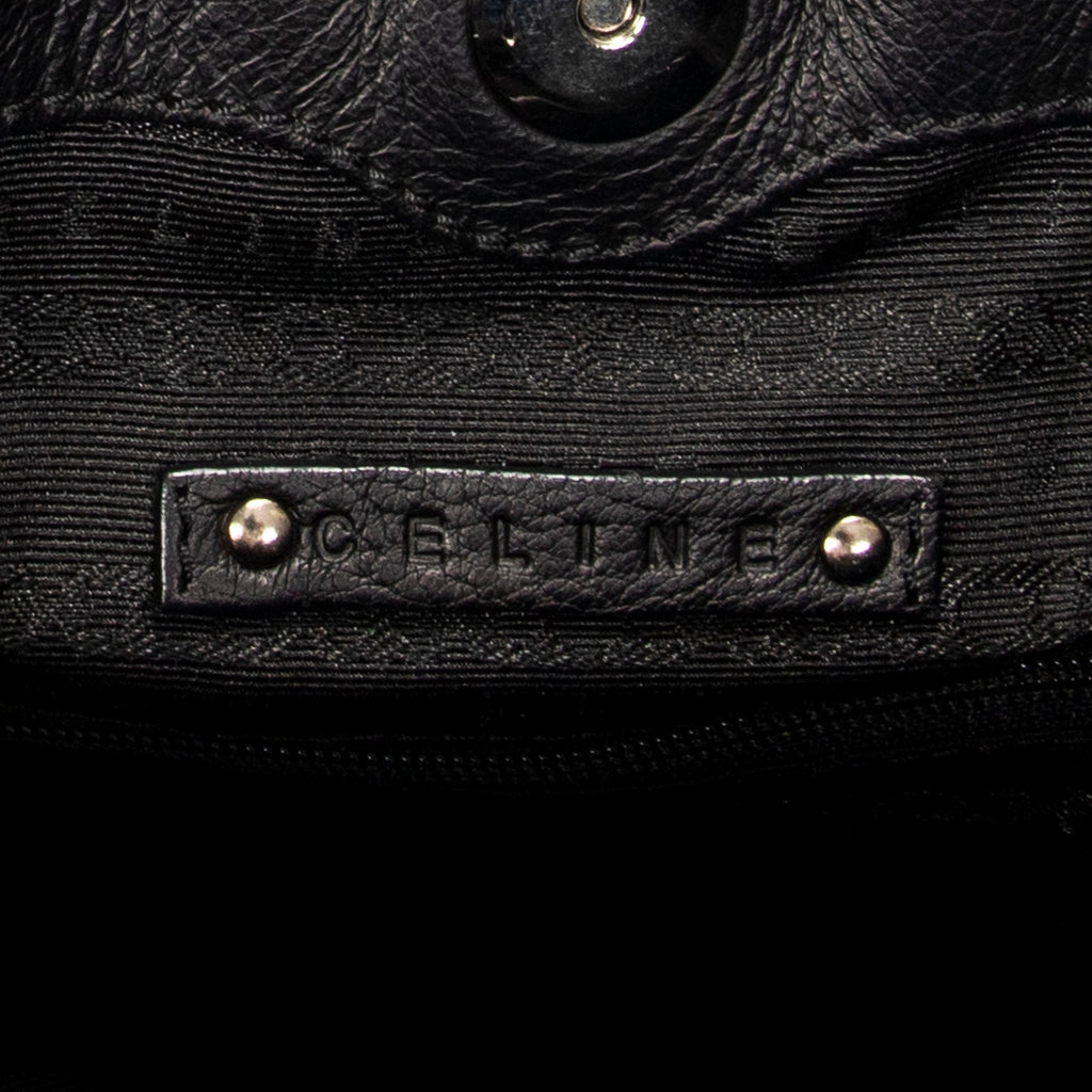 Shoulder Bag Small Pillow Tote Black Calfskin Leather