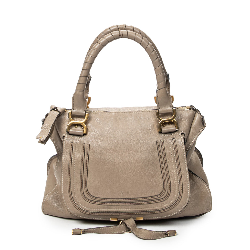 Shoulder Bag Medium Paraty Taupe Grained Calfskin Leather