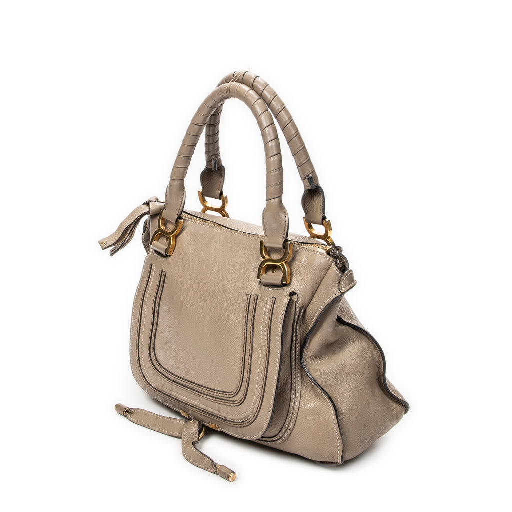 Shoulder Bag Medium Paraty Taupe Grained Calfskin Leather