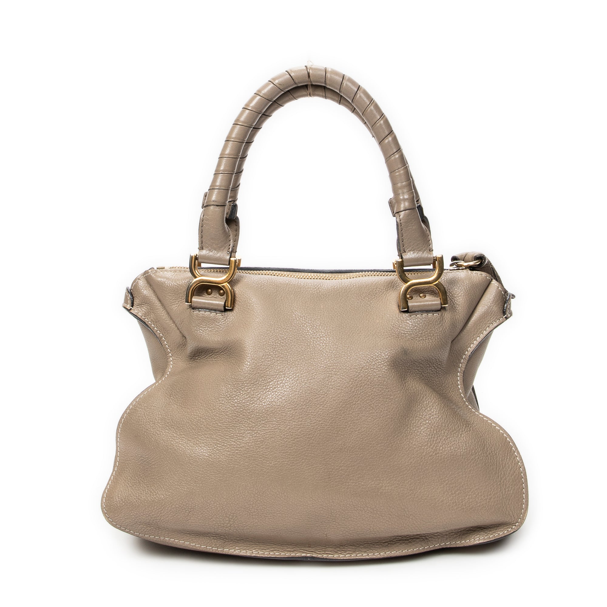 Shoulder Bag Medium Paraty Taupe Grained Calfskin Leather