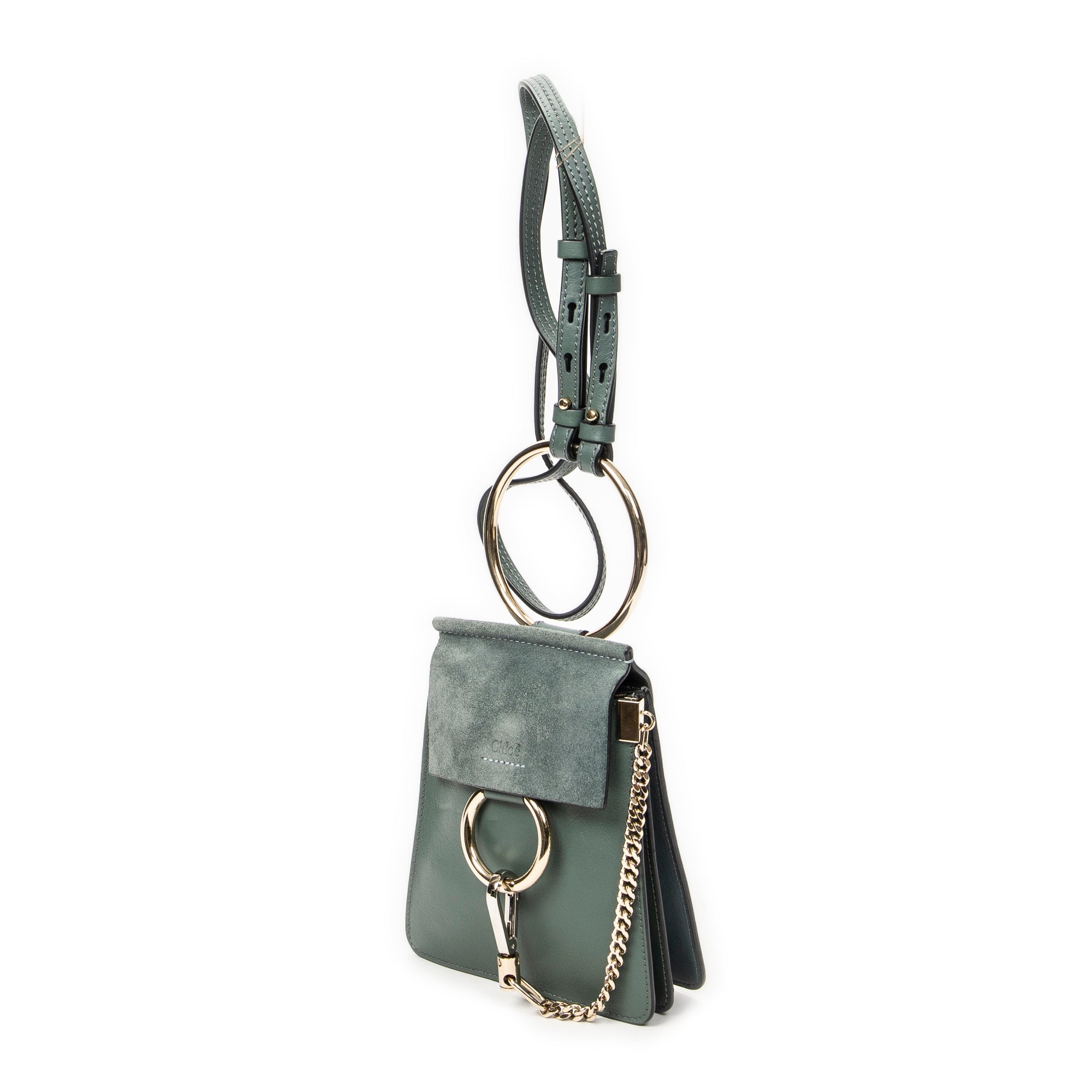 Shoulder Bag Small Faye Bracelet Bag Green Calfskin Leather