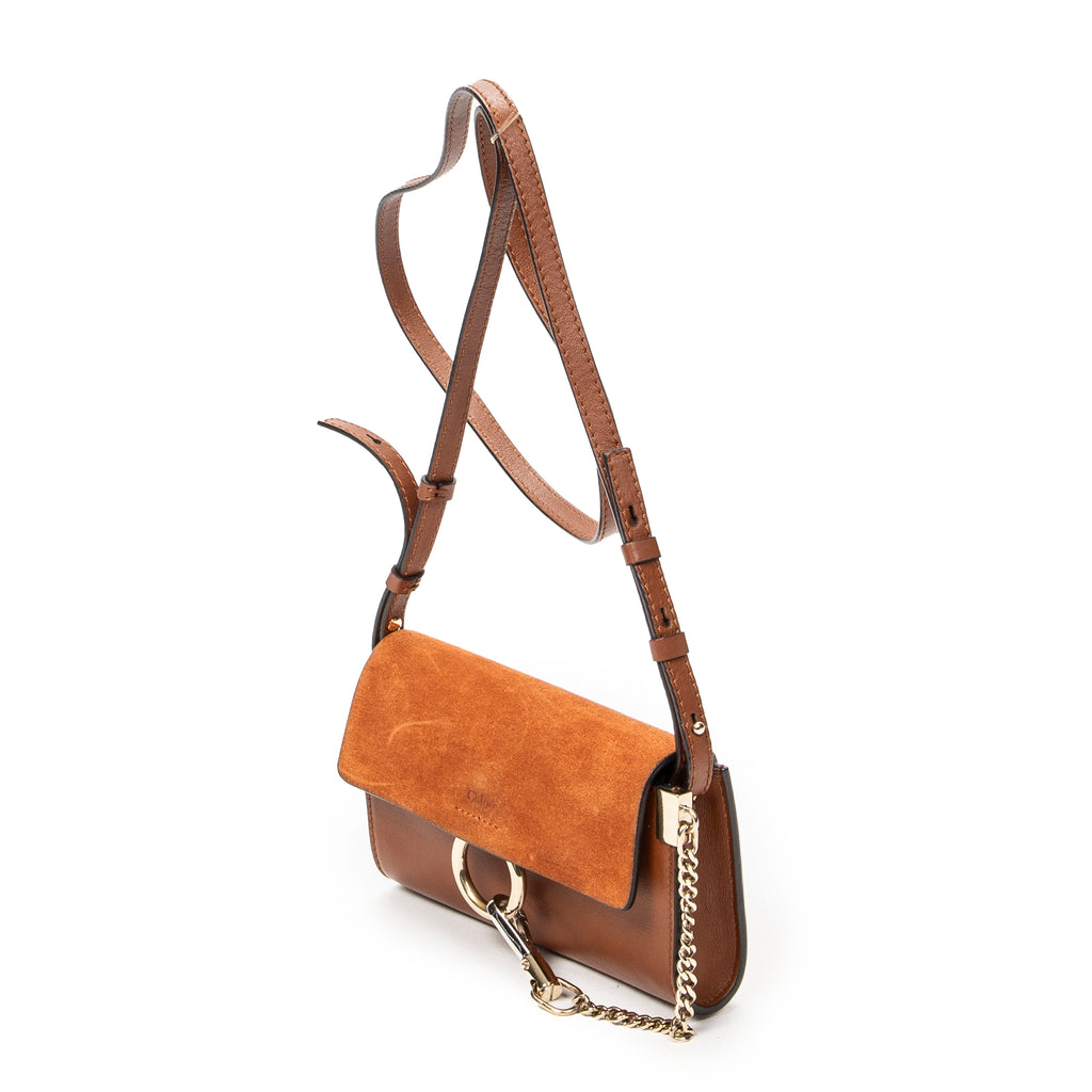 Shoulder Bag Mini Faye Brown Calfskin Leather