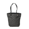 Shoulder Bag Bucket Tote Black Denim Monogrammed Denim Canvas