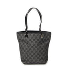 Shoulder Bag Bucket Tote Black Denim Monogrammed Denim Canvas