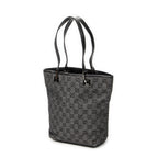 Shoulder Bag Bucket Tote Black Denim Monogrammed Denim Canvas