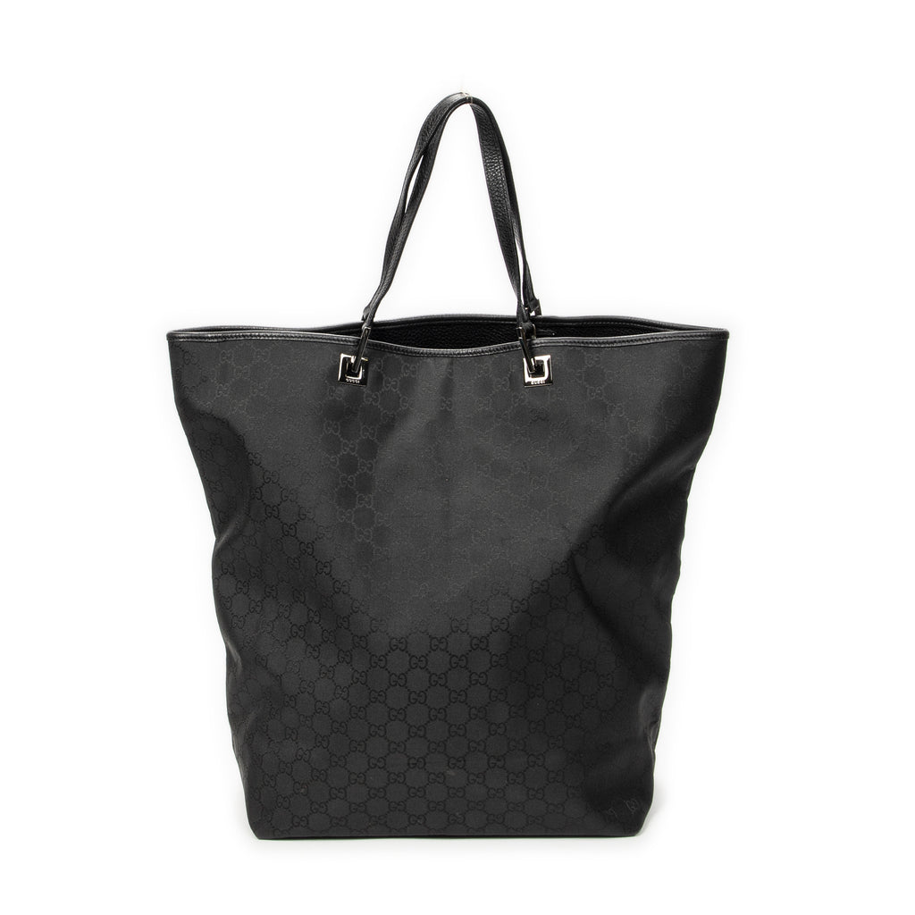Shoulder Bag Large Tall Tote Black Monogrammed Nylon Canvas