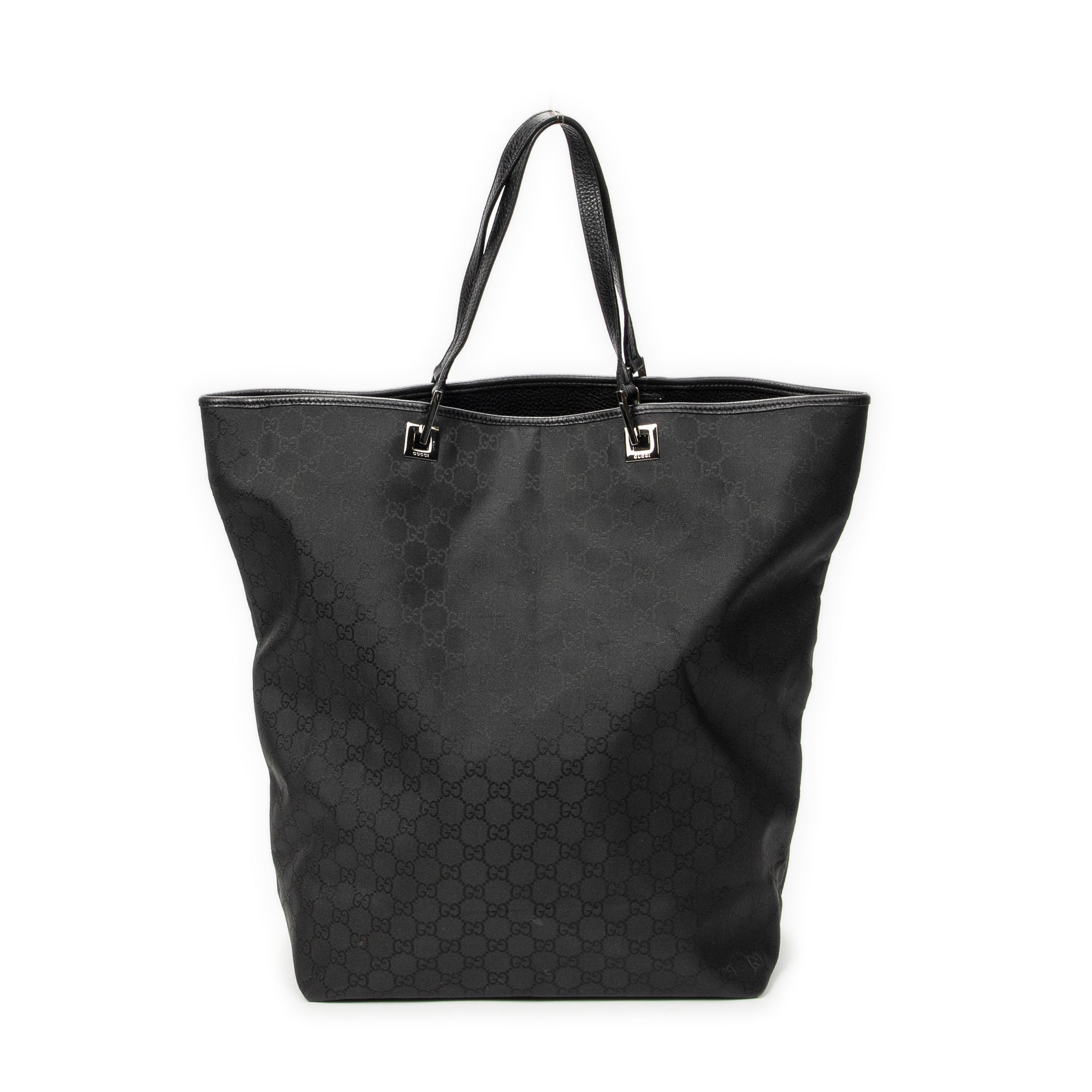 Shoulder Bag Large Tall Tote Black Monogrammed Nylon Canvas