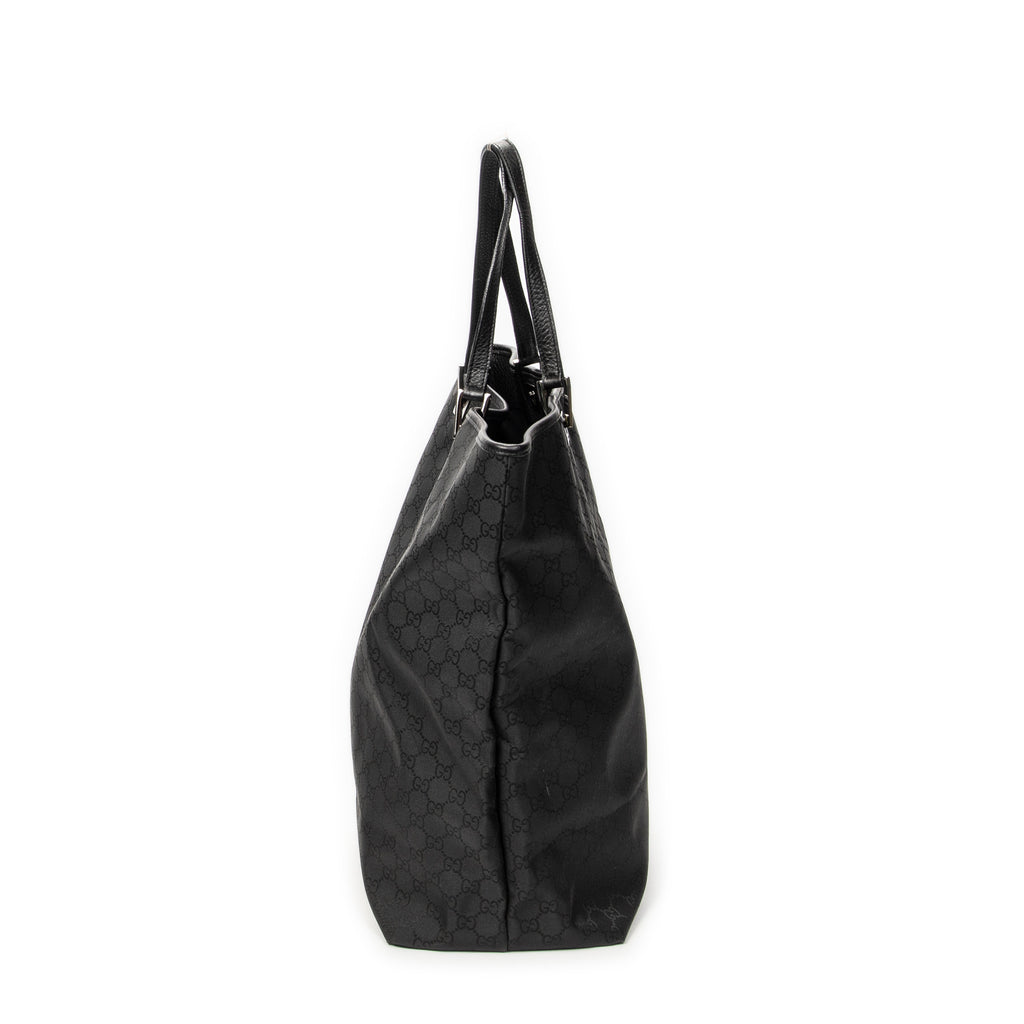 Shoulder Bag Large Tall Tote Black Monogrammed Nylon Canvas