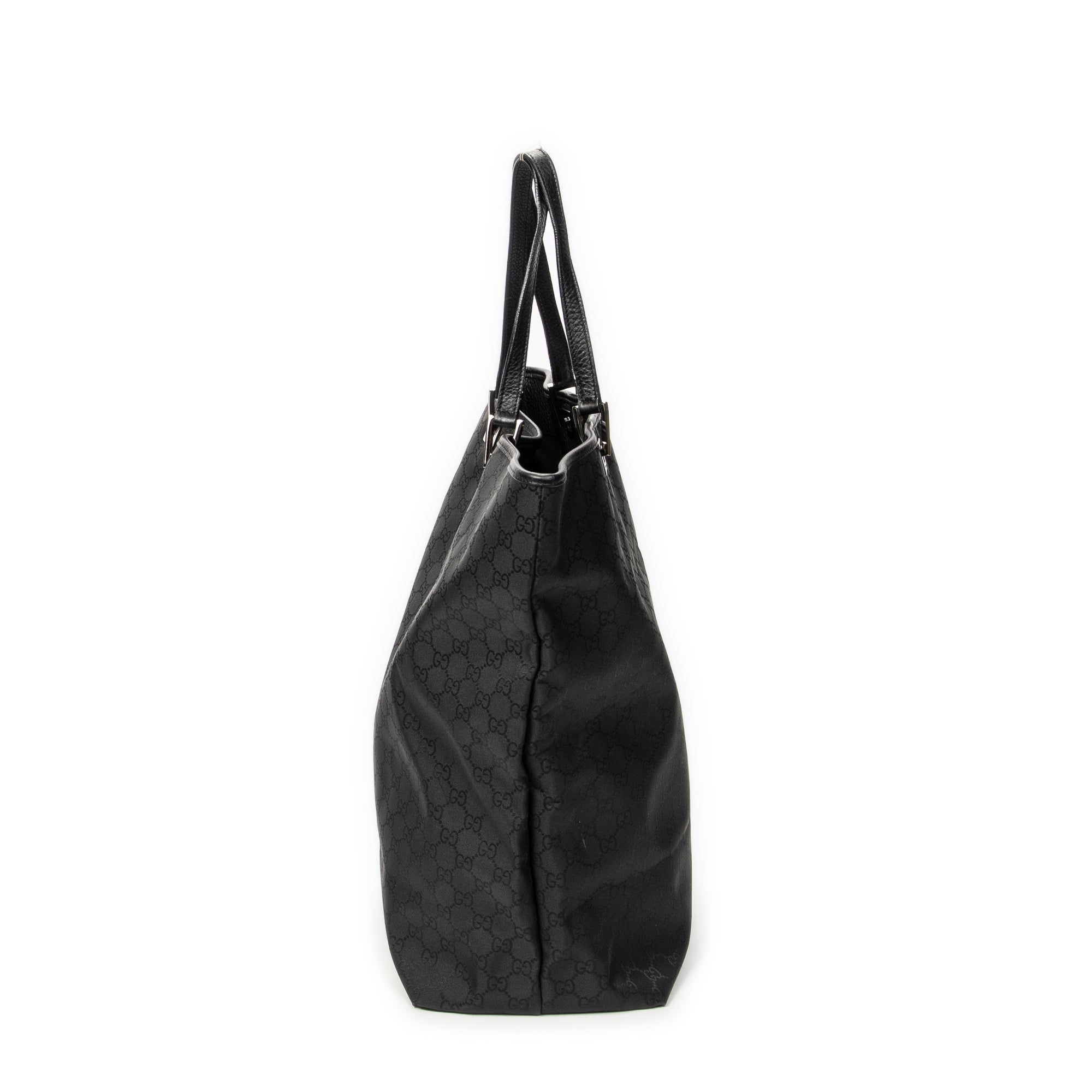 Shoulder Bag Large Tall Tote Black Monogrammed Nylon Canvas