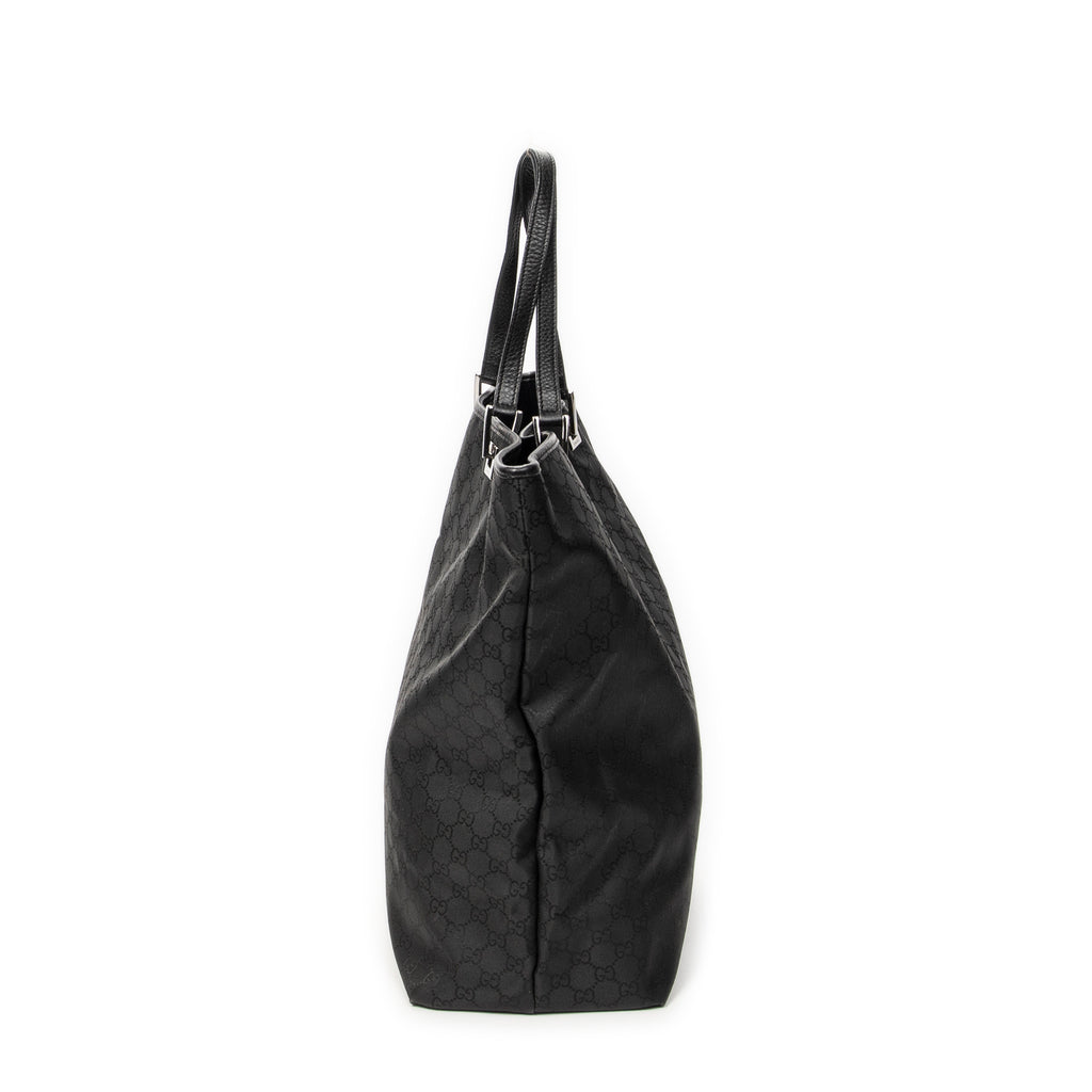 Shoulder Bag Large Tall Tote Black Monogrammed Nylon Canvas