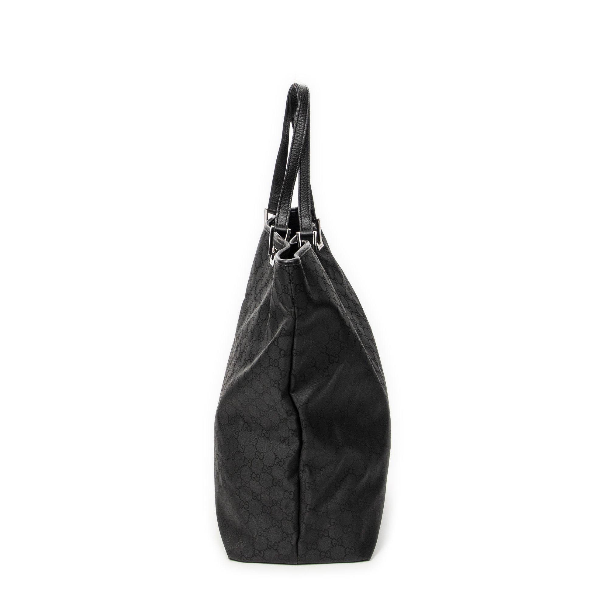 Shoulder Bag Large Tall Tote Black Monogrammed Nylon Canvas