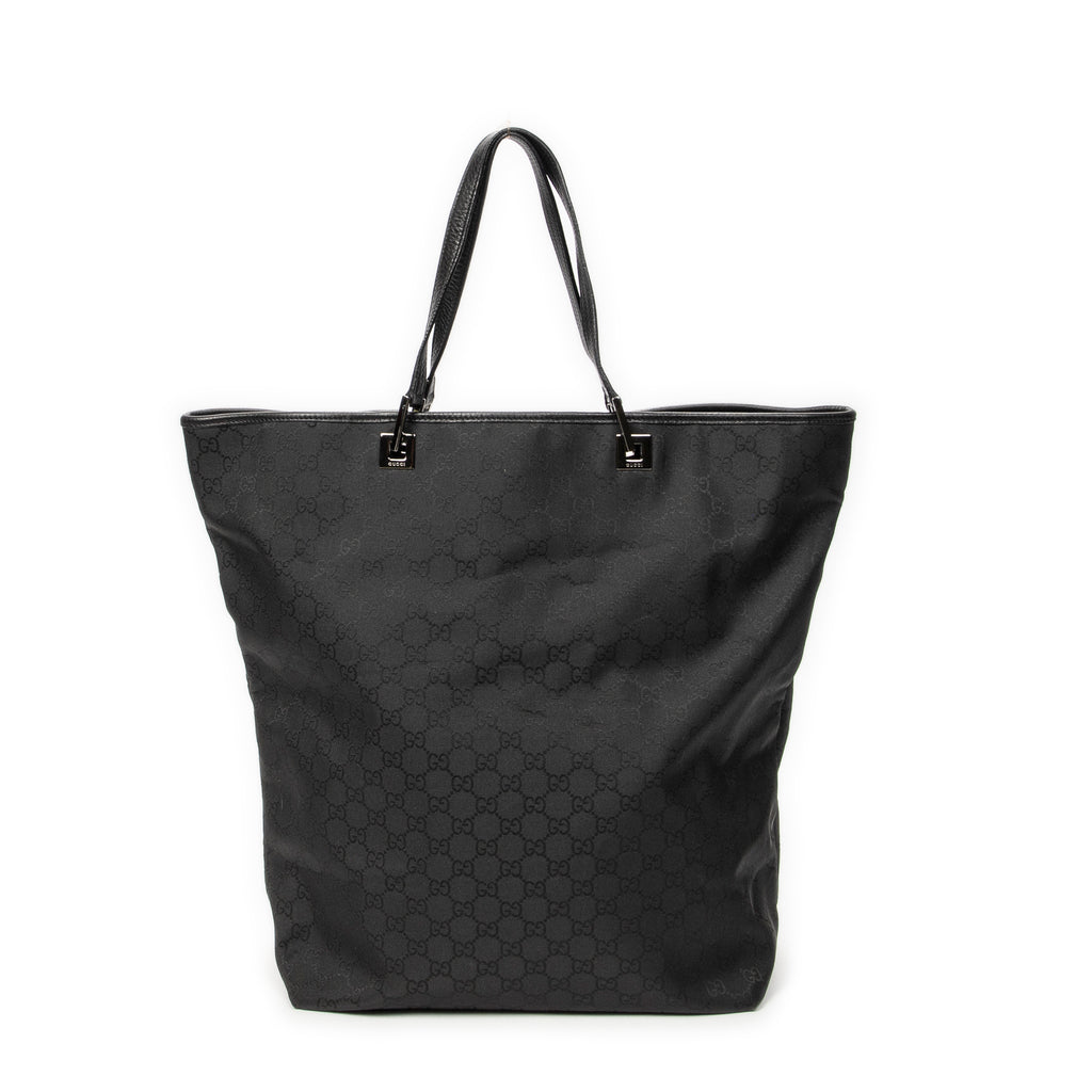 Shoulder Bag Large Tall Tote Black Monogrammed Nylon Canvas
