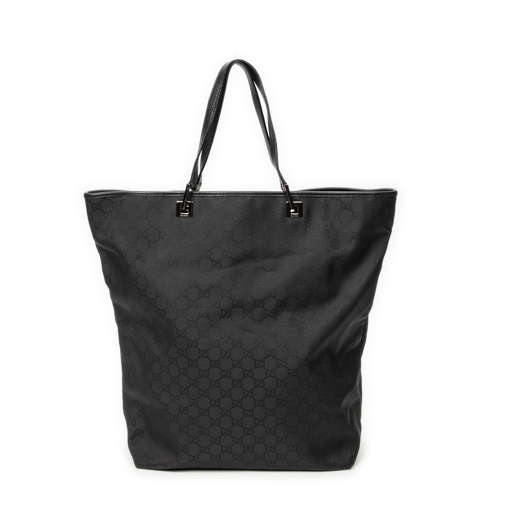 Shoulder Bag Large Tall Tote Black Monogrammed Nylon Canvas