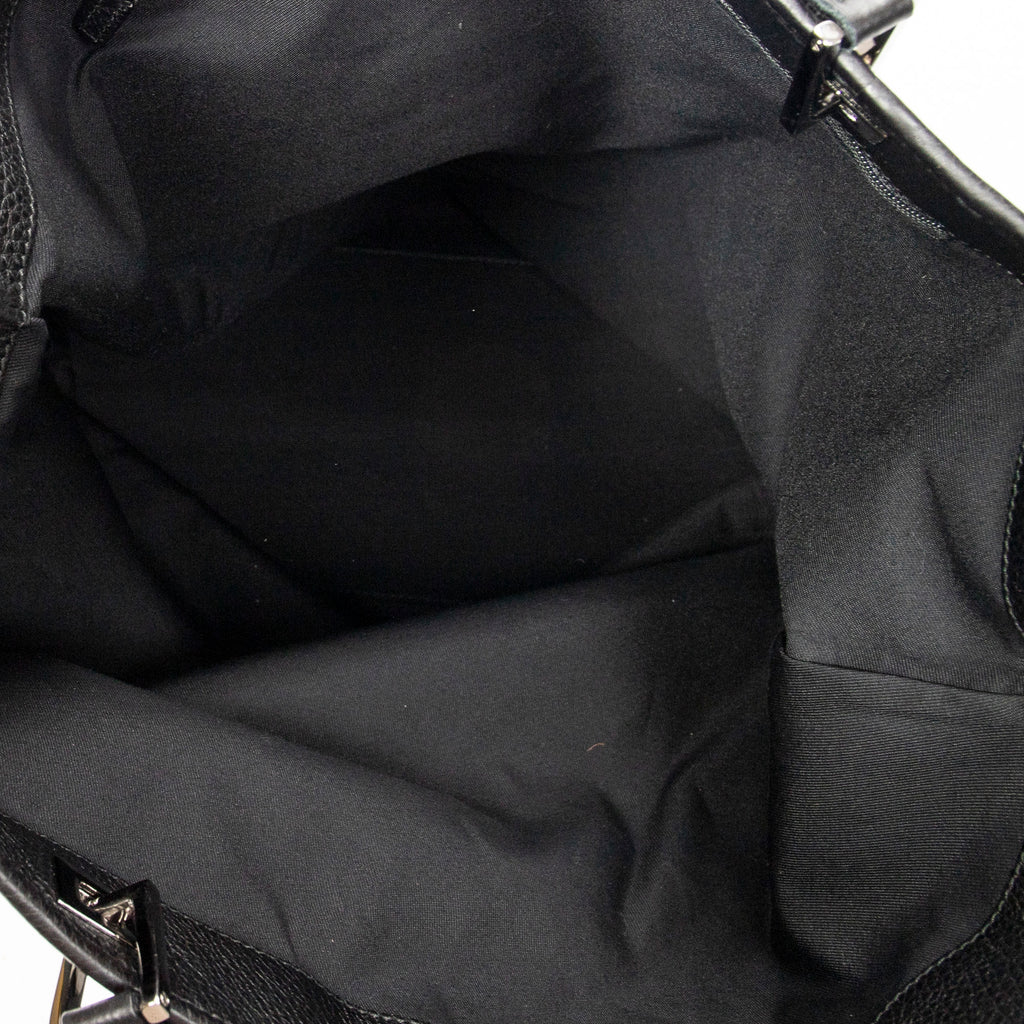 Shoulder Bag Large Tall Tote Black Monogrammed Nylon Canvas