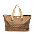 Shoulder Bag Large Web Horizontal Tote Gold Monogrammed Satin Canvas