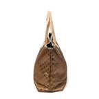 Shoulder Bag Large Web Horizontal Tote Gold Monogrammed Satin Canvas