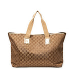 Shoulder Bag Large Web Horizontal Tote Gold Monogrammed Satin Canvas