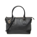 Shoulder Bag Convertible Zip Tote Black Grained Calfskin Leather