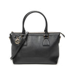 Shoulder Bag Convertible Zip Tote Black Grained Calfskin Leather
