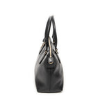 Shoulder Bag Convertible Zip Tote Black Grained Calfskin Leather
