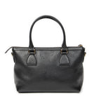 Shoulder Bag Convertible Zip Tote Black Grained Calfskin Leather