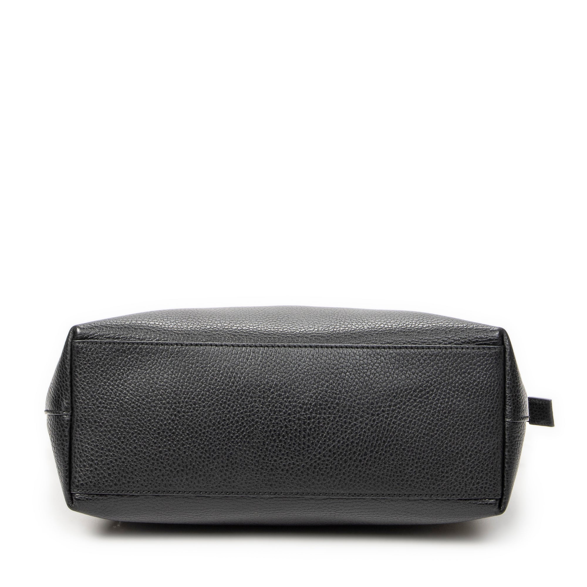 Shoulder Bag Convertible Zip Tote Black Grained Calfskin Leather