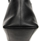 Shoulder Bag Convertible Zip Tote Black Grained Calfskin Leather